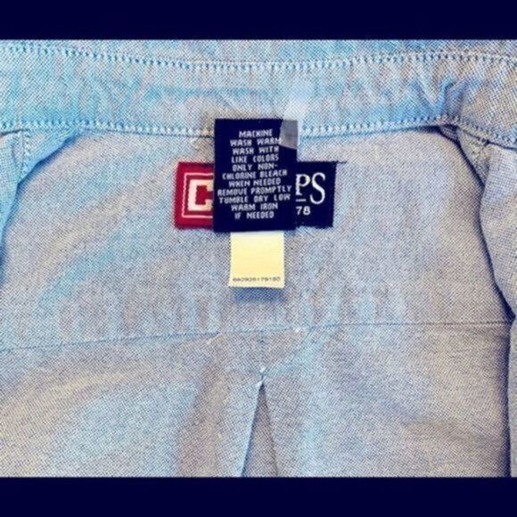 Chaps button down shirt/top long sleeves light blue logo boys 24 M - Picture 8 of 12